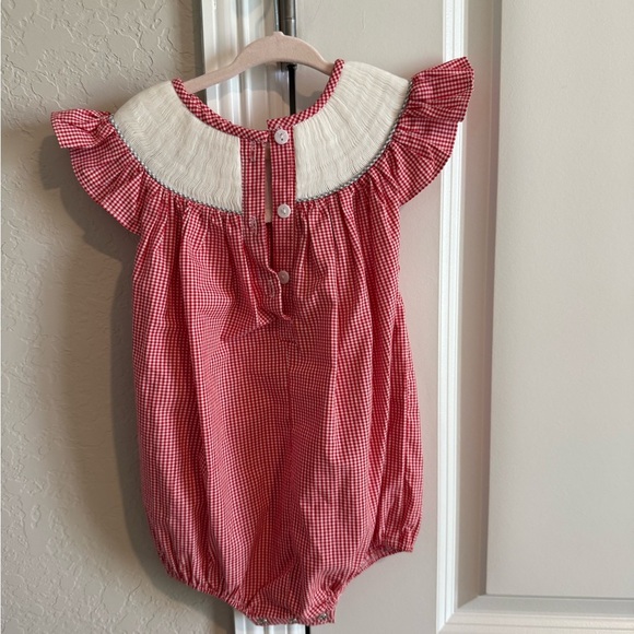 Shop Teeta Red Gingham jumper with Reindeer Embroidery - Picture 3 of 6